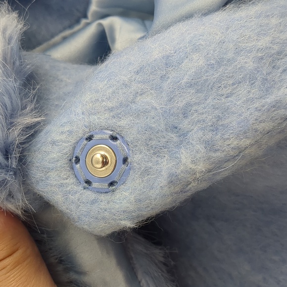 Kate Spade Wild Ones Faux Fur Trim Coat Icy Blue Coat Jacket Size 2 - Picture 10 of 12